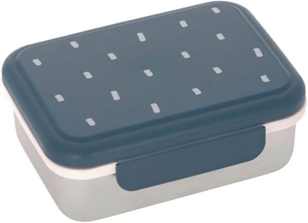 LÄSSIG Kinder Brotdose Edelstahl Lunchbox Frühstücksbox Nachhaltig Kindergarten Schule/ Happy Prints midnight blue