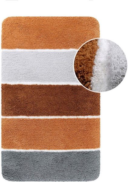 Homie Living Badematte Rio Marina, Höhe 30 mm, rutschhemmend beschichtet, fußbodenheizungsgeeignet, schnell trocknend, Polyester, rechteckig, flauschiger Badteppich, modern gestreift, waschbar, Badezimmerteppich