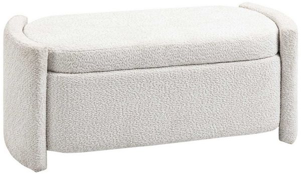 HOMCOM Sitzbank Polsterbank mit Deckel, Samtoptik (Aufbewahrungsbank, 1-St, Lagerbank), Creme, 105 x 44 x 45,5 cm