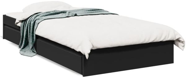 Einzelbettgestell Design für Erwachsene mit Schubladen Schwarz 90x190 cm Holzwerkstoff d3747e