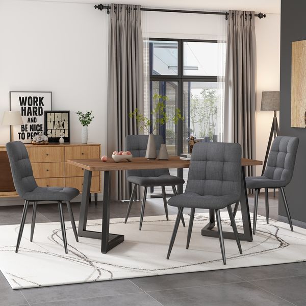 Esstisch 117x68x75 cm, MDF Platte in Nussbaumoptik mit schwarzem Metalllgestell，Walnuss und schwarz
