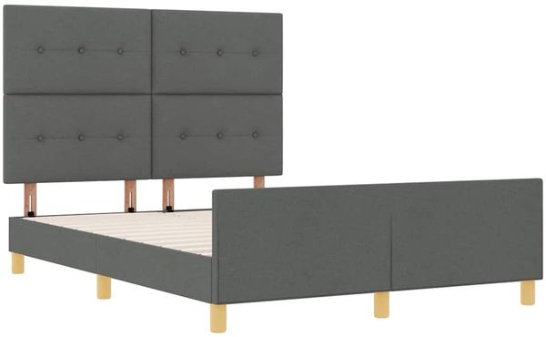 vidaXL Bettgestell mit Kopfteil Dunkelgrau 160 x 200 cm Stoff 3344740 Bild 5