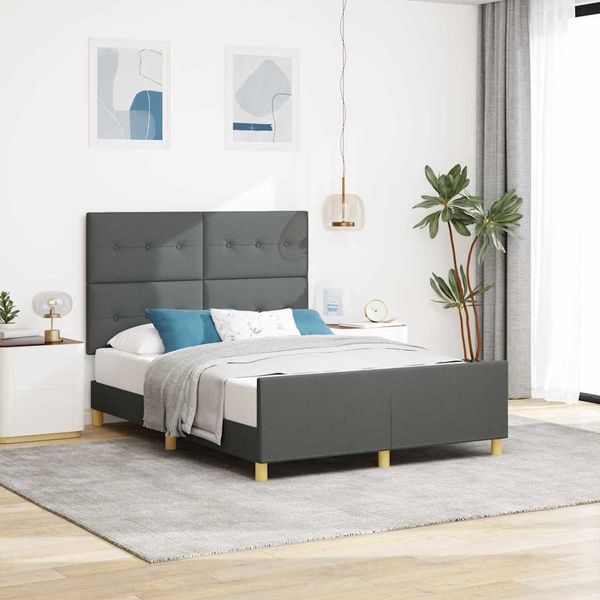 vidaXL Bettgestell mit Kopfteil Dunkelgrau 160 x 200 cm Stoff 3344740