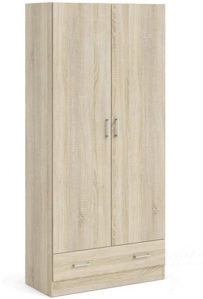 Dmora Kleiderschrank 2 Türen Amylya, Schlafzimmermöbel, Schrank, Garderobe, 79x36 h170 cm, Eiche