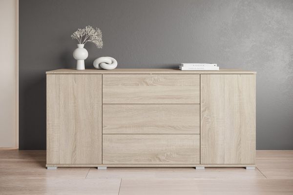 OTTO home Sideboard Kenia, Kommode für das Schlafzimmer/Wohnzimmer (1 St), Modernes Sideboard mit 3 Schubladen und 4 Fächern, Breite 150 cm