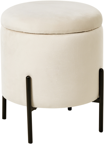 Pouf mit Stauraum WENONA Samtstoff Hellbeige