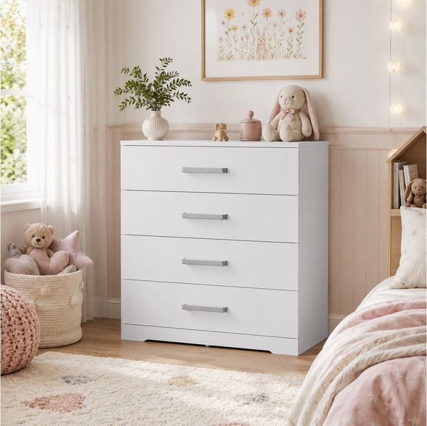 WLIVE Kommode mit 4/5 Schubladen, Moderne Schubladenkommode (Packung, Modernes Sideboard mit 3 Schubladen und 4 Fächern, Breite 75 cm), Vielseitiger Schubladenschrank für Schlafzimmer, Flur & Kinderzimmer