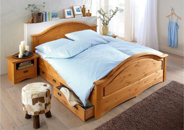 Home affaire Massivholzbett Konrad, hohe Belastbarkeit! FSC® zertifiziertes Massivholz (Breite/Belastbarkeit 180cm/220 KG, 140cm/180 KG), aus massivem Kiefernholz, FSC®-zertifiziert, INKLUSIVE Rollrost