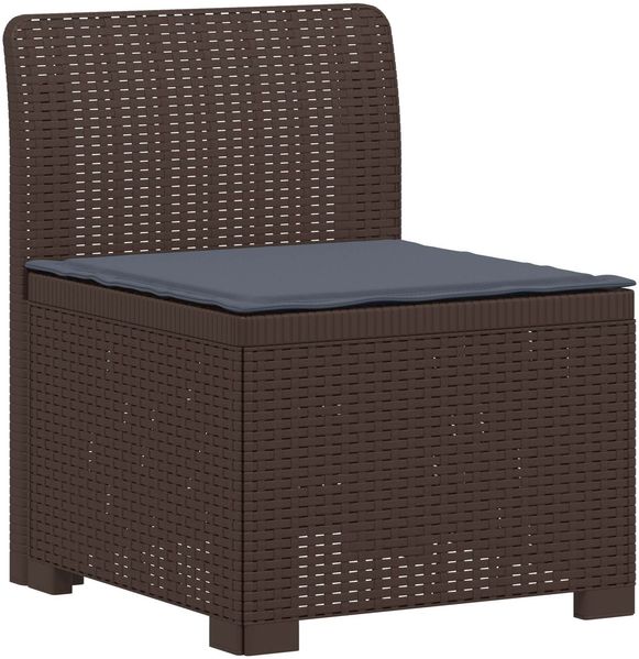 vidaXL 1-Sitzer Garten-Sofa mit Kissen Rattan-Look PP Braun 8011787