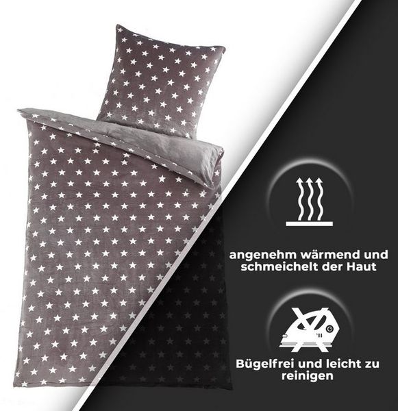 Malika Wendebettwäsche 155x220 + 80x80 cm Cashmere Touch Sterne Bettwäsche, atmungsaktiv, Mikrofaser, 2 teilig, Für Allergiker geeignet, pflegeleicht, angenehm weicher Stoff Bild 4