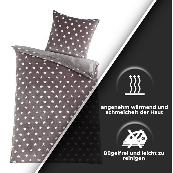 Malika Wendebettwäsche 155x220 + 80x80 cm Cashmere Touch Sterne Bettwäsche, atmungsaktiv, Mikrofaser, 2 teilig, Für Allergiker geeignet, pflegeleicht, angenehm weicher Stoff Bild 3