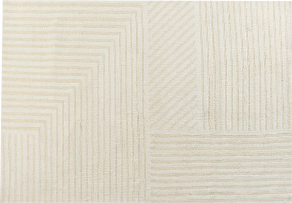 Teppich Wolle hellbeige 160 x 230 cm Streifenmuster ABEGUM