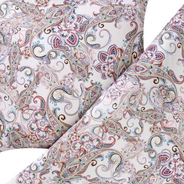 Estella Bio Mako Satin Bettwäsche 135x200 Monica rosa Paisley blau grün 3417-400 Bild 4