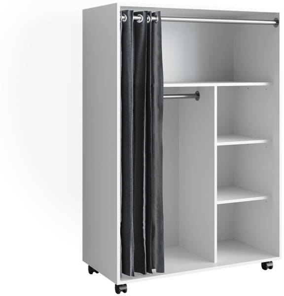 Kleiderschrank Doros Weiß 100 x 146.6 cm mit Rollen Vicco