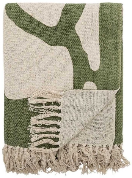 Wolldecke Bloomingville Decke DALMINE Natur Grün 160x130 cm, Bloomingville