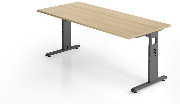 Schreibtisch OS19 C-Fuß 180x80cm Eiche Gestellfarbe: Weiß