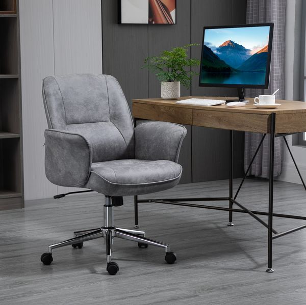 Bürostuhl 67 x 69 x 92-102 cm mit Wippfunktion – ergonomischer Drehstuhl in Hellgrau