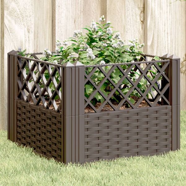 vidaXL Pflanzkasten mit Erdspießen Braun 43,5x43,5x43,5 cm PP 368006