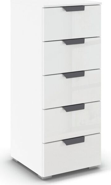 rauch Aditio Box, Kommode, 5 Schubladen, mit Glasfront, mit Softclose-Funktion, Farbe Weiß, BxHxT 40x100x42cm Bild 3