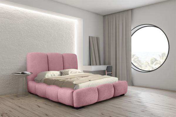 Polsterbett Doppelbett GRACIA 140x200cm in Stoff Allora Rosa