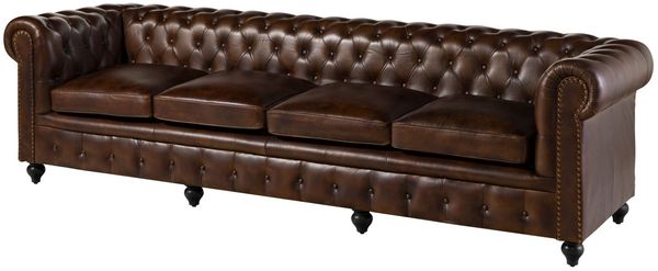 Sofa 4-Sitzer Echtleder 274x82x75 braun CHESTERFIELD #104
