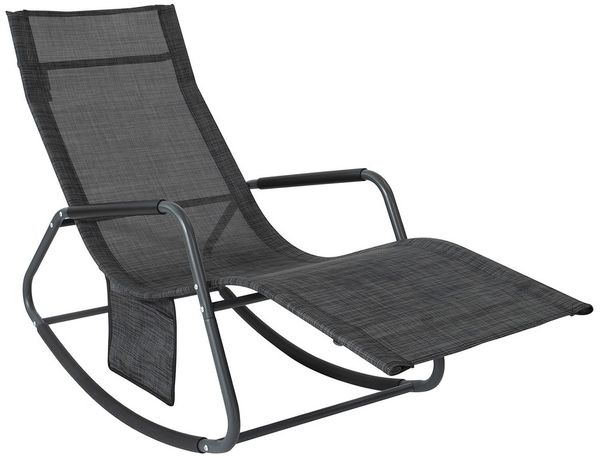 SoBuy OGS47-MS Schaukelstuhl Garten, Textilgewebe, Lackiert, Schwarz, 143 x 85 x 57 cm