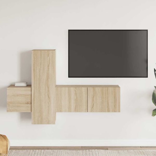 vidaXL 3-tlg. TV-Schrank-Set Sonoma-Eiche Spanplatte [3078969]