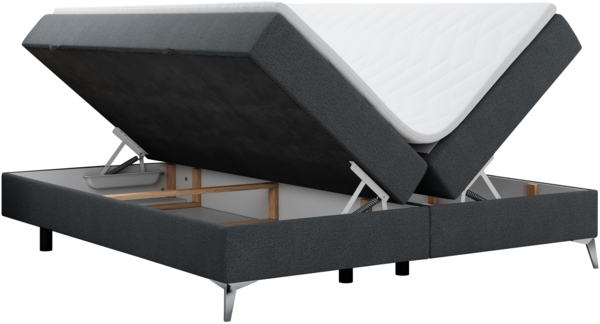 Boxspringbett - Doppelbett mit Multipocket-Matratze - LESS -200x200 - Dunkelgrau Stoff - H4 Bild 4