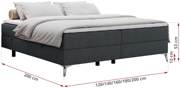 Boxspringbett - Doppelbett mit Multipocket-Matratze - LESS -200x200 - Dunkelgrau Stoff - H4 Bild 5
