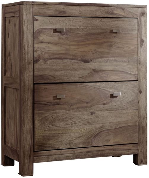 Schuhschrank Sheesham 80x41x100 grau geölt NATURE GREY #96