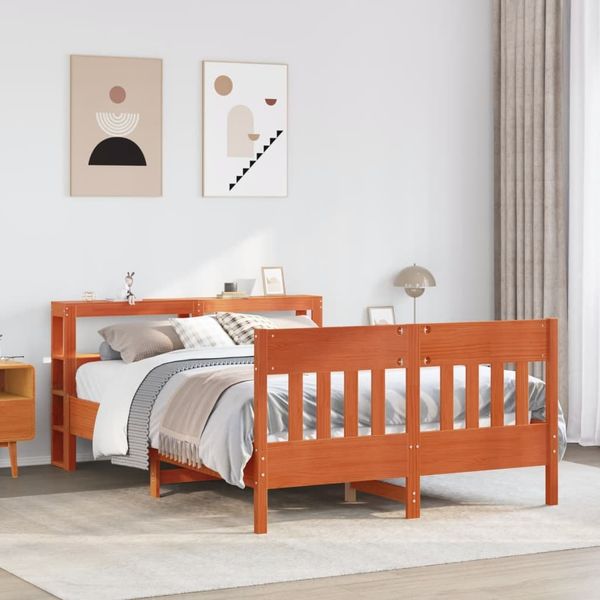 vidaXL Massivholzbett ohne Matratze Wachsbraun 120x190 cm Kiefernholz 3306284