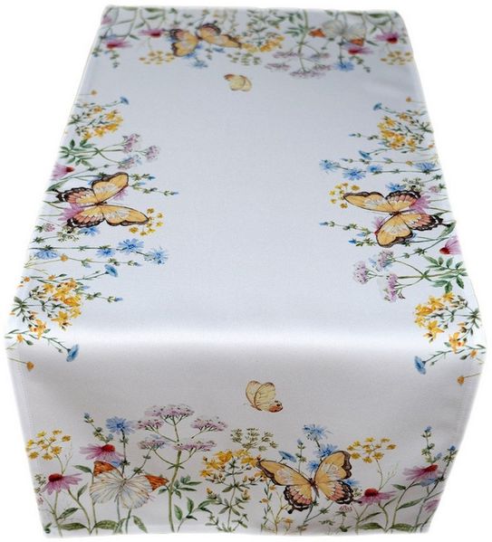 texpot Tischdecke Tischläufer Druck Blumen und Schmetterlinge Frühling (1-tlg)