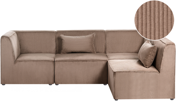Modul Ecksofa 4-Sitzer LEMVIG Cord Sandbeige linksseitig