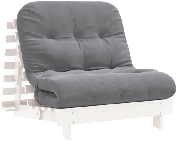 vidaXL Futon Schlafsofa mit Matratze Weiß 80x206x11 Massivholz Kiefer 846757