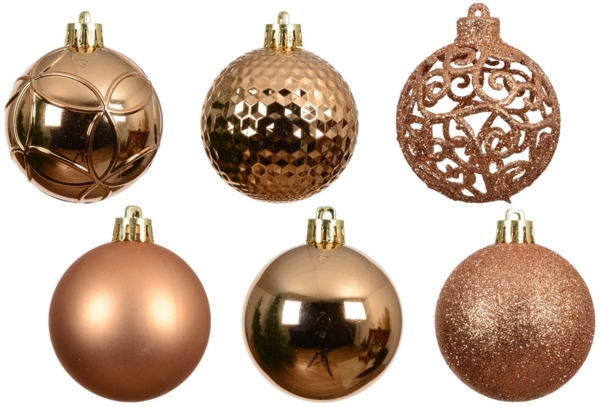 Kaemingk Weihnachtsbaumkugel, Weihnachtskugeln Kunststoff 6cm Mix 37er Set - Brandy