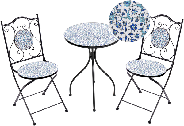 Beliani 'CHAPECO' Bistro Set, klappbar, Metall, Blau