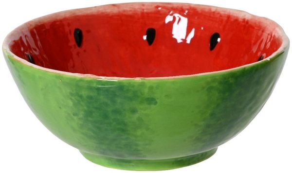 Decoris season decorations Schale, Keramik, Schale 15x6cm Keramik in Wassermelone Form Rot / Grün