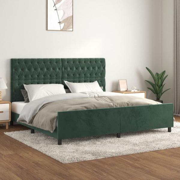 vidaXL Bettgestell ohne Matratze Dunkelgrün 200x200 cm Samt 3125961