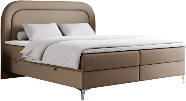 Boxspringbett, Schlafzimmerbett, Bettkasten - EIRA -180 x 200 cm - Braun Kunstleder - H3 Bild 4