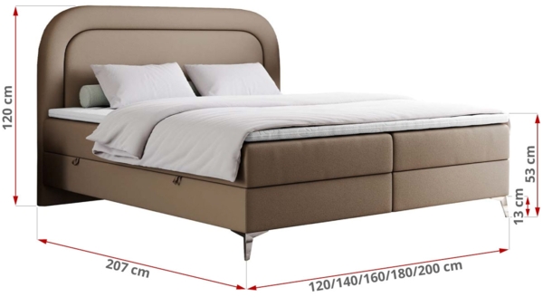 Boxspringbett, Schlafzimmerbett, Bettkasten - EIRA -180 x 200 cm - Braun Kunstleder - H3 Bild 5