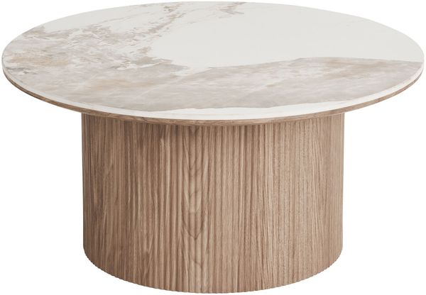 Couchtisch >Athens< in weiss / Dunkelbraun, Keramik, MDF, Dekor - 40x80cm (HxD)