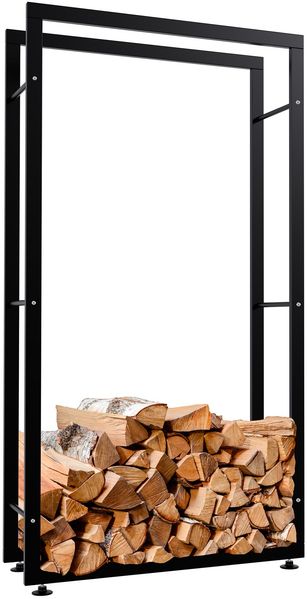 Kaminholzregal innen Metall SATLO - für Feuerholz Brennholzregal innen Kaminholzständer Kaminholzhalter Feuerholzregal InnenSchwarz, 25x80x150cm