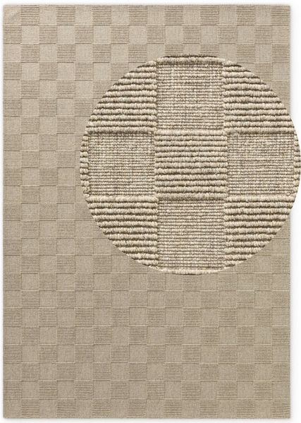 Villeroy & Boch Wollteppich Scala, rechteckig, Höhe: 10 mm, Handgewebt, Wolle, Kariert, Natur, 3D-Struktur, Karo, Wohnzimmer