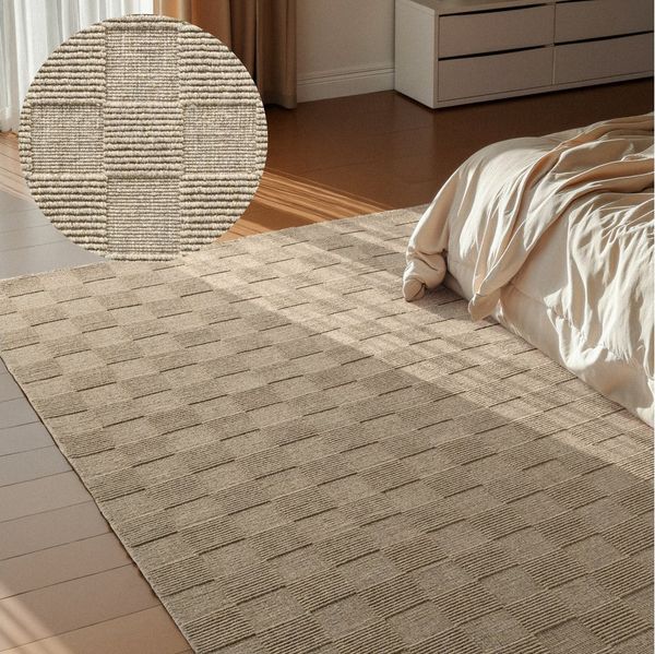 Villeroy & Boch Wollteppich Scala, rechteckig, Höhe: 10 mm, Handgewebt, Wolle, Kariert, Natur, 3D-Struktur, Karo, Wohnzimmer