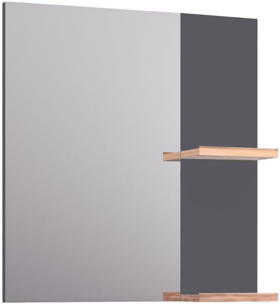 BADEDU HIERA Spiegel 59 cm breit, Anthrazit, zwei Ablagen