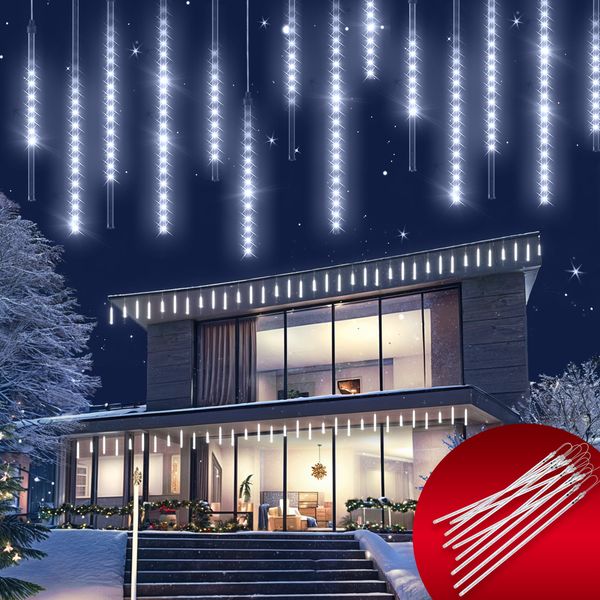 Monzana Lichterkette Diamantenregen 6,6m 48 LED Weiß Innen Außen Weihnachten Weihnachtsdeko Weihnachtsbeleuchtung