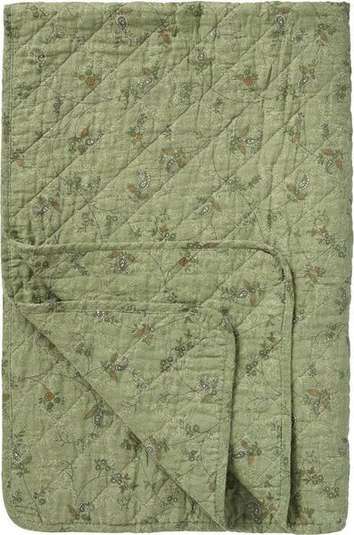Ib Laursen - Decke Quilt Tagesdecke Überwurf 180x130cm Grün Blumen 07908-22