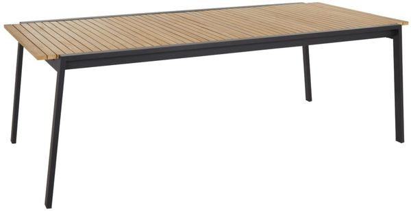 Gartenesstisch Naos aus Teak und Edelstahl, modern, ausziehbar 220-320 cm, schwarz natur
