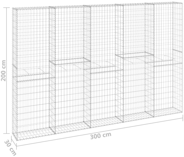 vidaXL Gabionenwand mit Abdeckung Verzinkter Stahl 300 x 30 x 200 cm 147823 Bild 5