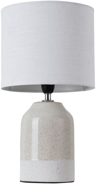 Pauleen LED Tischleuchte Sandy Glow, Leuchtmittel wechselbar, Warmweiß, E14, 3step dimmbar, Keramik, Stoffschirm Leuchtmittel inklusive